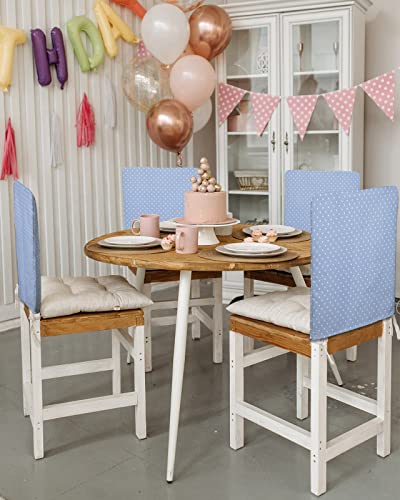 Lidu Texture Of Polka Dot Chair Covers Set Of 4 For Dining Room, Simple White Polka Dot Blue Chair Back Cover Removable Kitchen Chair Slipcovers Seat Protector For Party Banquet Christmas Decorations #TOP2