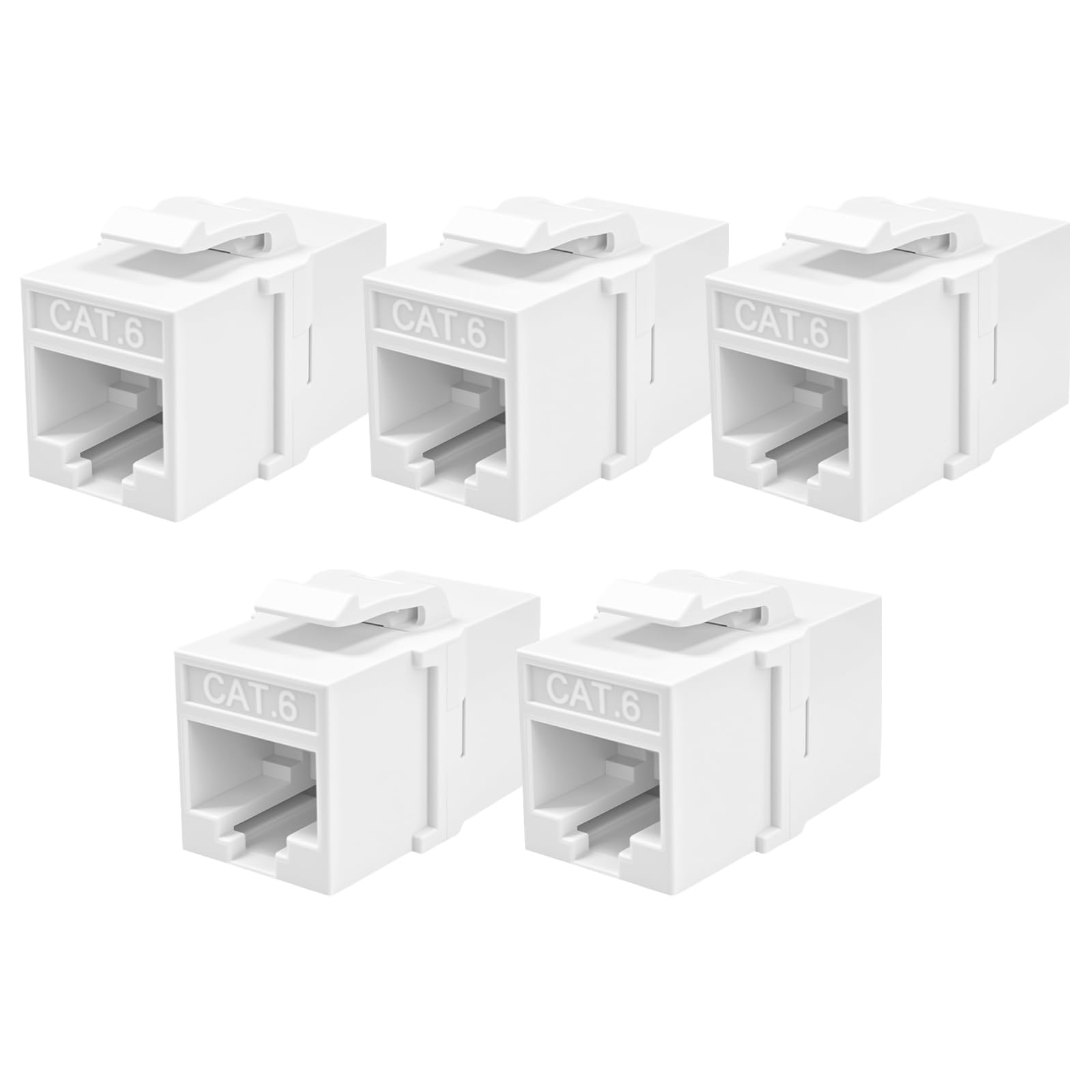 Cyberguys Lot de 5 coupleurs en ligne non blindés CAT6 Keystone Jack RJ45 femelle vers femelle 10 Gbit/s Ethernet haut débit durable UTP Keystone coupleur pour câble CAT 6/CAT5e certifié UL