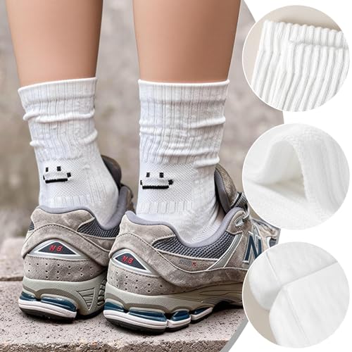 Image of 3 Pairs Slouch Socks for Women Soft Mid Calf Rib Scrunch Crew Tube Socks