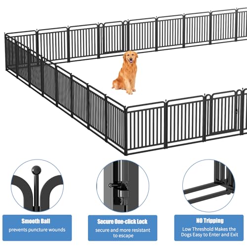 Image of New Thickened Version Dog Playpen, 32 Inch Dog Fences for The Yard, Portable Outdoor Dog Playpen for Large /Medium /Small Dogs, Foldable Metal Dog playpen, with Doors (8 Panels, 32 Inch)