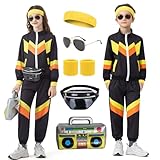 Ezuwail Conjunto de 6 rompevientos unisex retro de los años 80 y 90 para niños y niñas, para entrenamiento, hip hop, baile, ropa deportiva, ropa de calle