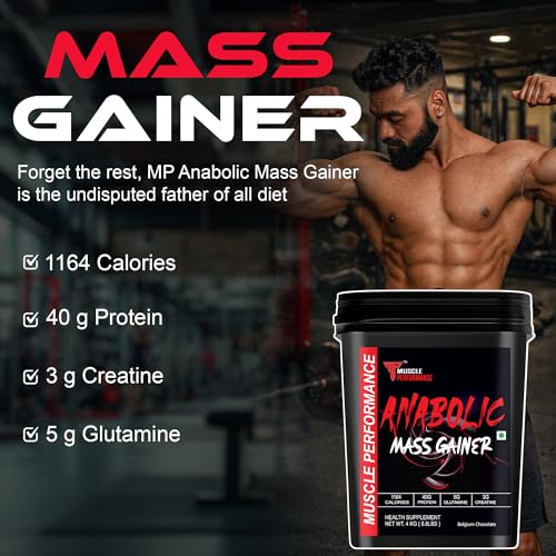 Image of Anabolic Mass Gainer, 4kg, Belgium Chocolate | High Protein Carbs, With Creatine, BCAA & Glutamine, Digestive Enzymes, For Muscle Gain & Fast Growth