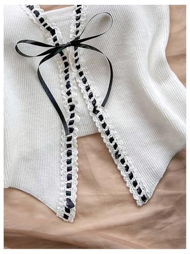 Milumia Women's Split Tie Bow Front Neck Hater Top Sleeveless Sexy Backless Knitted Tank Tops4