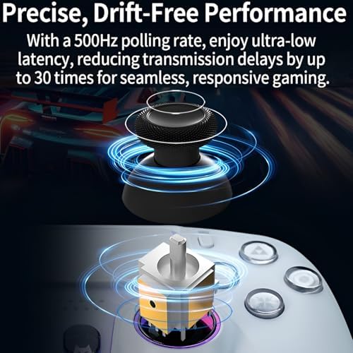 NBCP Wired PS5 Controller - Gaming Controller for PlayStation 5, PS4, PC/Steam, Turbo & Linear Hall-effect Trigger, Dual Vibration, 3.5mm Audio Jack - White — view 2