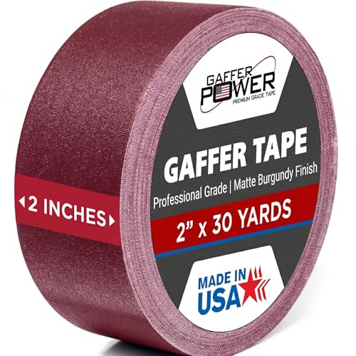 Image of Gaffer Power Burgundy Gaffer Tape 2 inch x 30 Yards - No Residue, Premium Color, Made in USA, Matte Non-Reflective Cloth Tape for Stage, Events & Cable Management