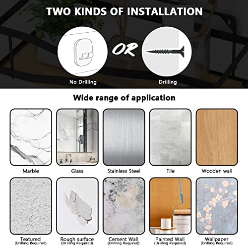 Masoffi Shower Caddy Storage With Hooks, Adhesive Shower Organizer, No Drilling Bamboo Shower Shelf For Inside Shower, 304 Stainless Steel Rustproof Bathroom Shower Rack Basket, 2 Pack Black #TOP5