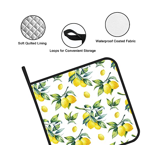 Lemon Watercolor Pot Holders Set Of 2 Kitchen Heat Resistant Potholder For Microwave Cooking Baking Oven End Dishes And Bbq #TOP2