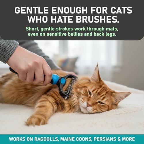 Maxpower Planet Pet Grooming Brush - Double Sided Shedding and Dematting Undercoat Rake Comb for Dogs and Cats,Extra Wide, Blue, Dog Grooming Brush, Dog Shedding Brush 3