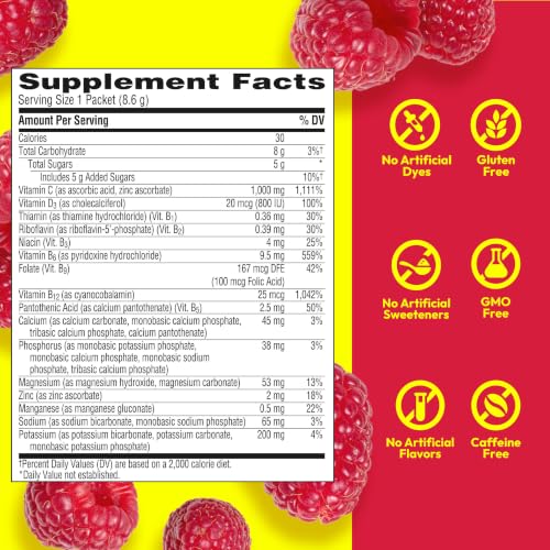Emergen-C 1000mg Vitamin C Powder, Raspberry Flavor, 30 Count, Immune Support - image 8