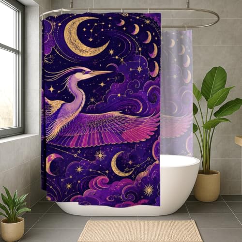 Rideau de douche extra large contre les fuites d'eau sol salle de bain polyester violet