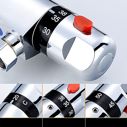 Zjyufy Thermostatic Shower Mixer, Shower Valve, Wall Mounted Shower Mixer Tap, Anti- Scald, Hot Cold Water Temperature Control Valve - Image 3