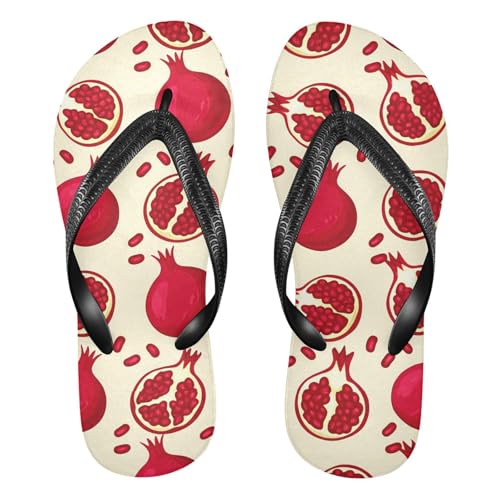 Sinestour Pomegranate Beige Flip Flops for Beach Thong Sandals Anti-slip Lightweight Beach Slippers for Indoor Outdoor House
