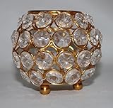 KAM Home TeaLight - Portavelas para decoración de mesa Diwali, decoración de mesa, lámpara de vela, lámpara de luz para Pooja Diya, boda, hogar, fiesta, decoración de mesa, juego de 02 piezas (dorado)