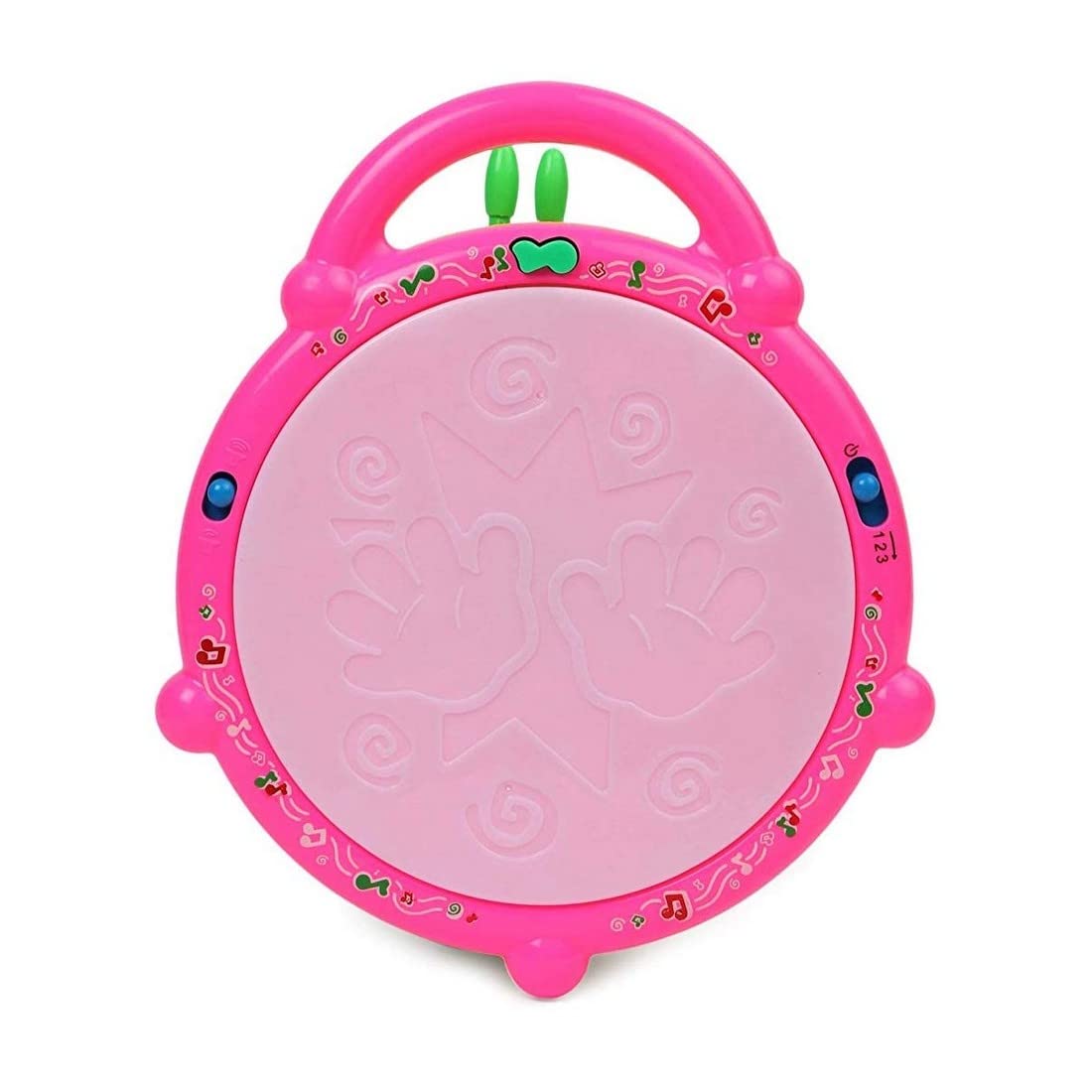 toyvelly plastic flash drum with 3d lights and musical toys, multicolour