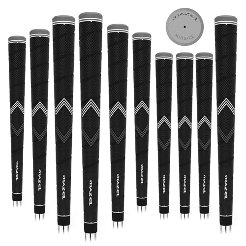 MAZEL Golf Club Grips for Men - 10 Pack - Non-Slip Micro-texture High Performance Golf Grips Midsize/ Standard,5 Colors Option