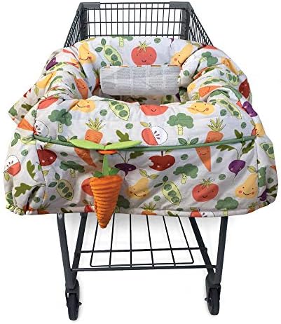 Boppy Shopping Cart and High Chair Cover | Multi-Color Farmers Market Veggies with Attached Plush Carrot Toy| 2-Point Safety Belt | Wipeable, Machine Washable | 6-48 Months