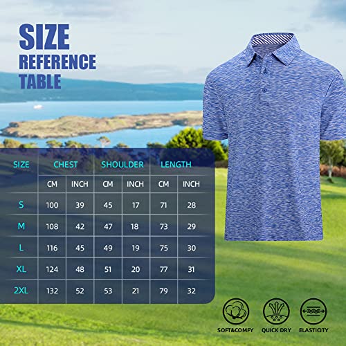 Duofier Golf Polo Shirt For Men Tennis Shirt Stretch Moisture Wicking Uv Protection Sports T-Shirt, Blue-Xl #TOP5