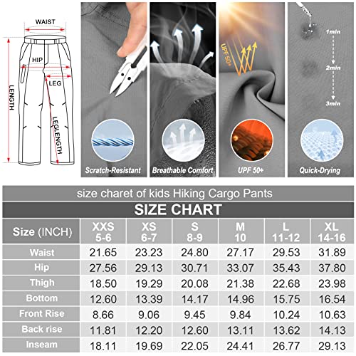 Kids' Cargo Pants, Boy's Casual Outdoor Quick Dry Waterproof Hiking Climbing Convertible Trousers Army Green #TOP5