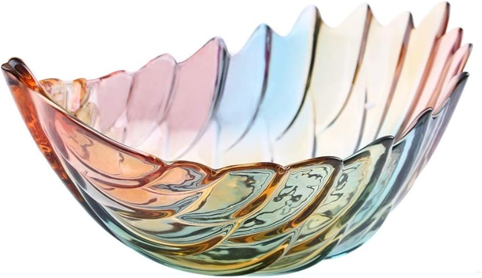 Home Fruit Basket Bowl,Tabletop Crystal Glass Fruit Plates (Multicolour L)