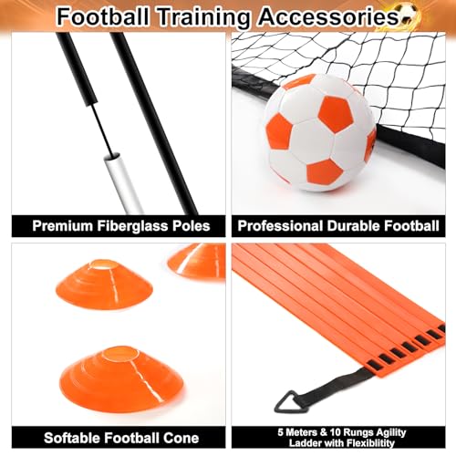Yimore Porteria Futbol Niños Adultos con Accesorios de Entrenamiento de Fútbol, Escalera de Entrenamiento Conos 120 * 90 * 90cm Plegable Porterias de Futbol para Jardin - imagen 3