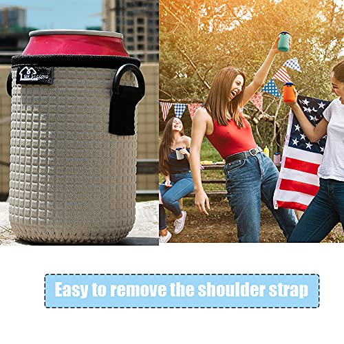WK IEASON 16oz Standard Can Sleeves Insulators with Shoulder Strap Neoprene Can Covers Cooler Beer Bottle Sleeves Coolers Holder Non-slip Neoprene Can Sleeves (16OZ-Black/Yellow/Blue) by WK IEASON - Image 4