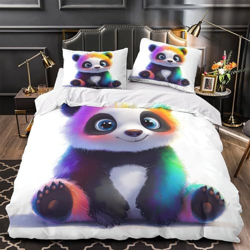 Drap de couette panda imprimé 3D avec taies d'oreiller en microfibre 200x200cm