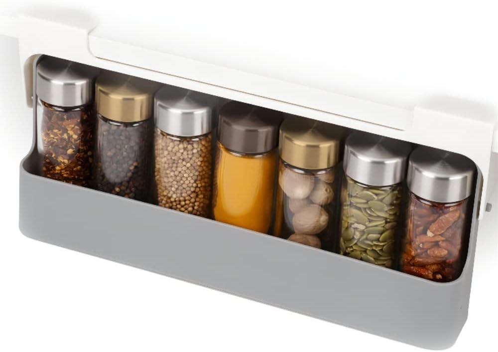 Cabinet Caddy (White) | Pull Spice Rack Organizer | Modular Design | Non-Skid Base | Stores Prescriptions, Essential Oils