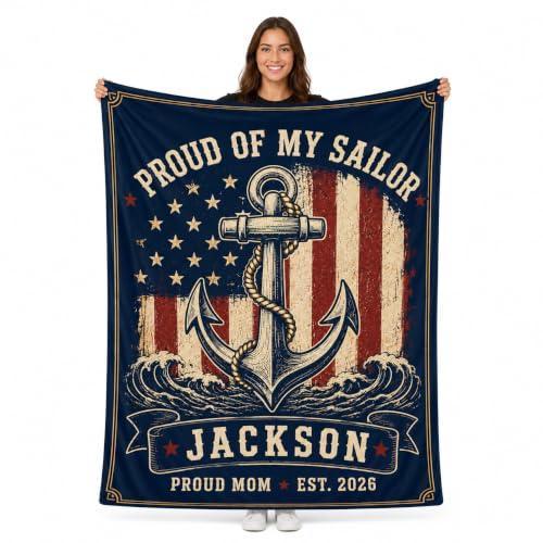 Personalized Navy Mom Custom Blanket