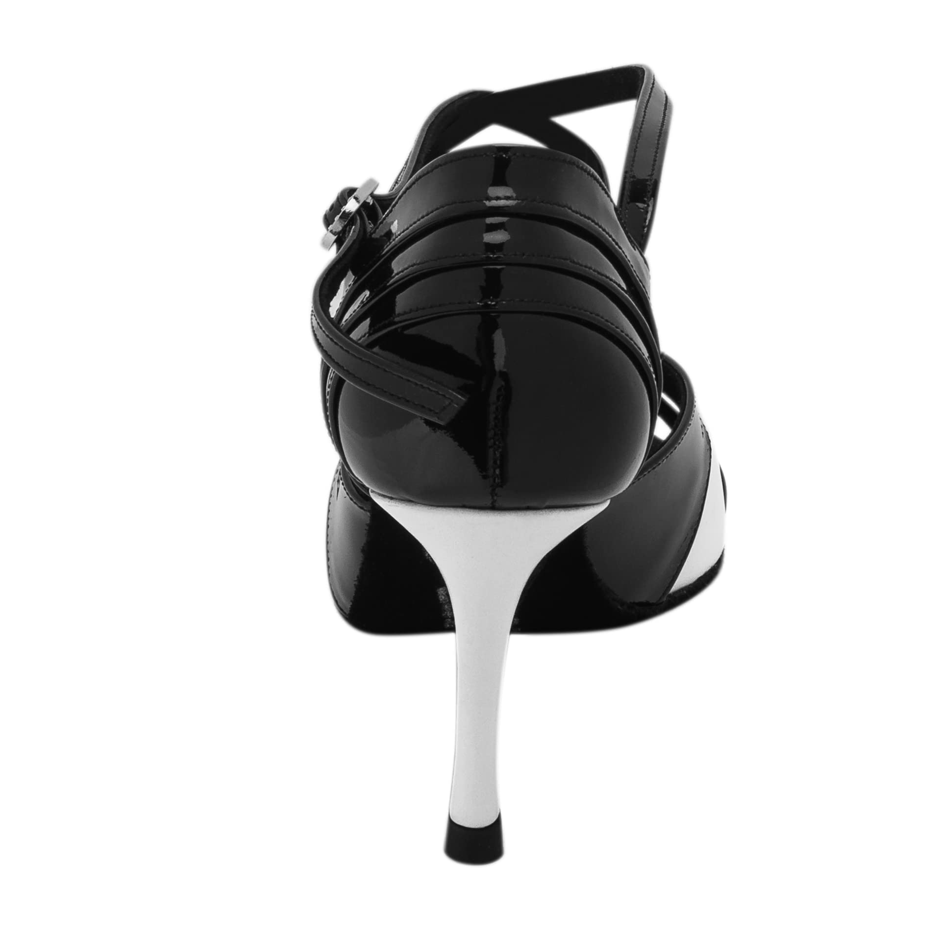 Rummos Donne Scarpe da Ballo Elite Paloma 035/004 - Pelle/Pelle Verniciata Noir/Bianco - Larghezza Normale - 8 cm 80E Stiletto Tacco - Made in Portugal
