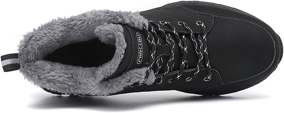 Veslexth Men's Snow Boots Lightweight Waterproof Winter Fur Lined Anti-Slip Shoes Outdoor Hiking Non-Slip Booties