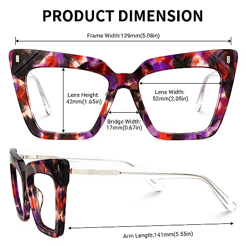 Image of Zeelool Fashion Cat Eye Glasses Frame for Women with Non-prescription Clear Lens Eyeglasses Barnes ZJGA595438