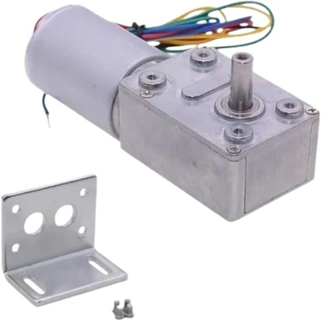 12V JGY-2838 DC Worm Gear Motor Brushless Power-off Self-locking Max 60kg High CW/CCW DIY Toy Electric Home Appliances(Motor-Bracket,30rpm)