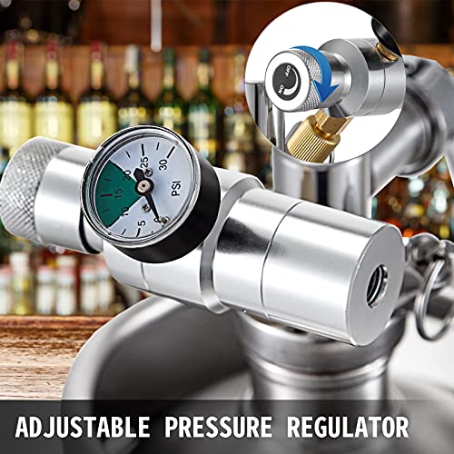 Vevor Beer Mini Keg 68 Oz, Mini Keg Growler W/Tap Faucet, Pressurized Growler 304 Stainless Steel, Pressurized Beer Growler With Co2 Pressure Regulator, Beer Dispenser Portable Carbonated Growler #TOP4