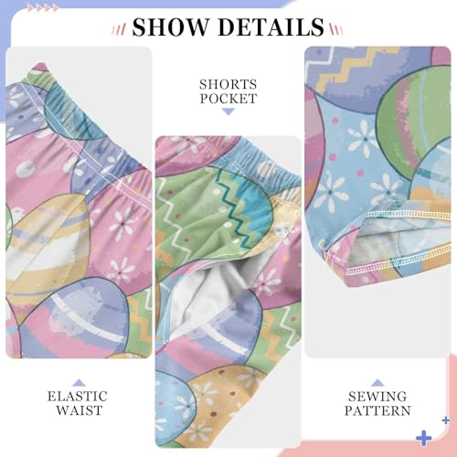 ZZXXB Colorful Eggs Pattern Boys Long Pants Soft Trousers Elastic Waist Kids Lounge Bottoms with Pockets S-XL4