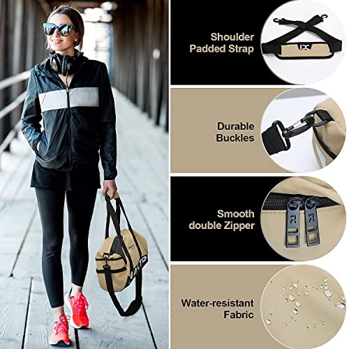 Inoxto Gym Bag, Small Sport Duffel Bag For Women, Weekender Overnight Bag With Adjustable Shoulder Straps (Khaki) #TOP2
