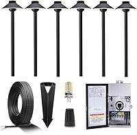 Vista 14 de Gardenreet Luces de camino de latón para exteriores, iluminación de camino de paisaje de bajo voltaje de 12 V, con cable, luz LED IP65 impermeable