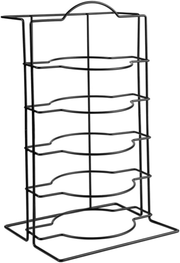 Multifunctional Handheld Wall Mounted Plate Stand Iron Dish Storage Rack Adjustable Kitchen Organizer for Cooking Supplies Space-Saving Design Black