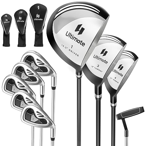 Tangkula 9 Pieces Men's Complete Golf Club Set Right Handed, Includes 460cc Alloy Driver & #3 Fairway Wood & #4 Hybrid & # 6 & #7 & #8 & #9 & #P Irons, Putter & 3 Head Covers