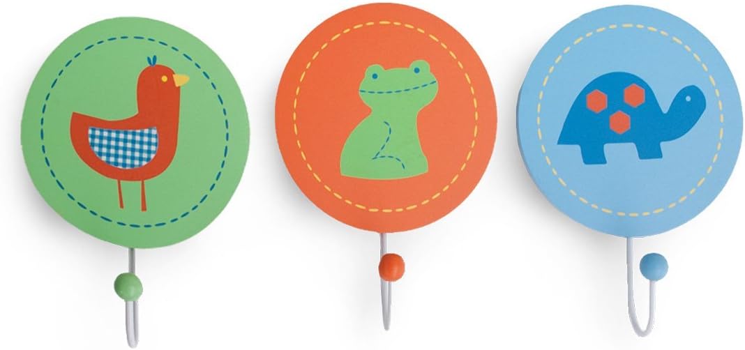 Kidsline Who's At The Zoo Wall Hooks, 3 Count