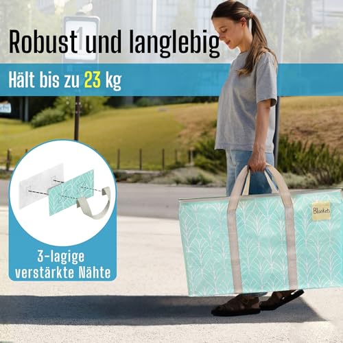 VENO 102 Liter Große Aufbewahrungstasche, Aufbewahrungsbox mit Deckel, Starke Griffe Umzugstaschen mit Reißverschlüssen, Alternative Umzugskartons, Faltbare Kleideraufbewahrung (Immergrün, 6er Pack)