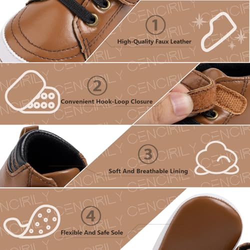 Image of CENCIRILY Baby Boys Girls High Top Sneakers Soft Soles Anti Skid Infant Ankle Shoes Toddler Prewalker First Walking Crib Shoes