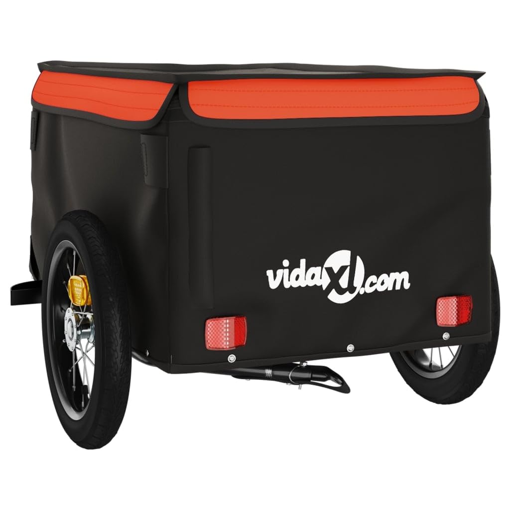 Przyczepka rowerowa Cargo w stalowej ramie, dodatkowy bagażnik rowerowy ze sprzęgłem, przyczepa rowerowa czarna i pomarańczowa 30 kg żelazo
