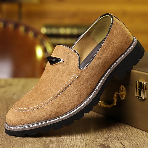Coramtty Men's Dress Loafers Classic Comfort Vintage Suede Slip On Business Work Driving Walking Casual Shoes4