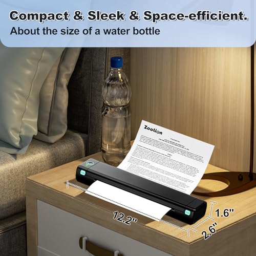 Zoolion Portable Thermal Printer for Travel, M08F Compact Inkless Printer for Home Office, Wireless Portable Printer, Thermal Printer, Support 8.5\" X 11\" US Letter Size Thermal Paper