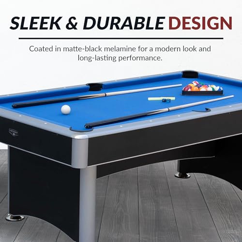Hathaway Maverick II 7 Foot Pool Table with Table Tennis Top – with Accessories for Both Games – Space-Saving Ping Pong and Pool Table Combo for Families – Matte Black Finish, Blue Felt - Thumbnail 7