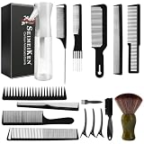 SEIMEIKEN 16 PCS Professional Barber Comb & Brush Set - Barber Accessories with 10oz...