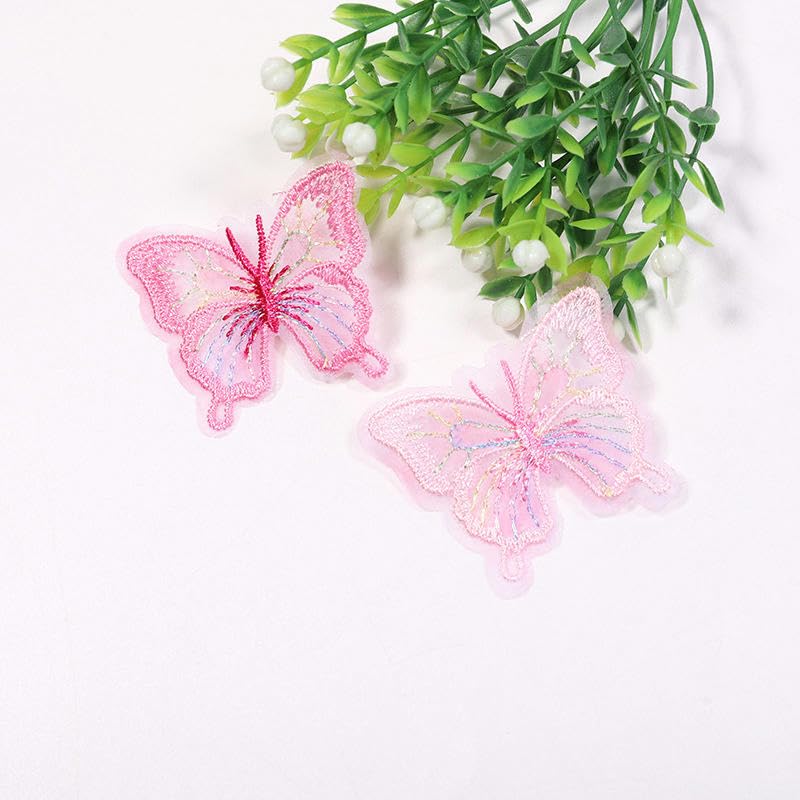 Naszywka haftowana 5 * 4 cm 30 szt. Różowa mała naszywka z haftem Guaze, aplikacje do prasowania, motyle na ubrania, duże naszywki przyszycia kurtkę jeansową(Light Pink)