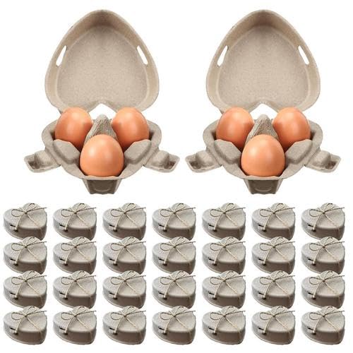 30 scatole per uova a forma di cuore, 3 pezzi, porta uova di carta, vassoio riutilizzabile per uova di gallina, per fattoria, regali, frigorifero