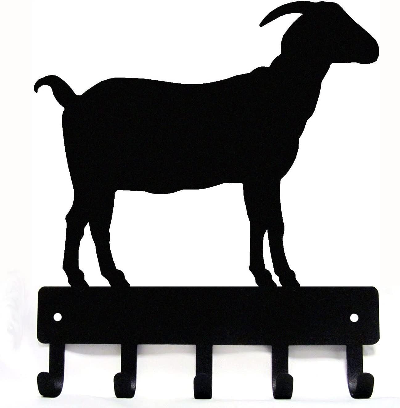 Farm Horned Goat #1 Key Rack - Small 6 inch Wide with 5 Hooks - Made in USA