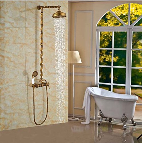 Mitigeur douche pluie laiton antique Gowe avec pommeau mécanique rétro